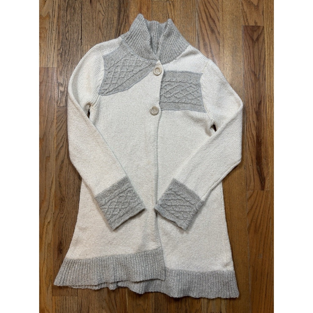 Prana Danika Duster Cardigan Sweater Women's Size‎ XL Long Knit Cream Grey